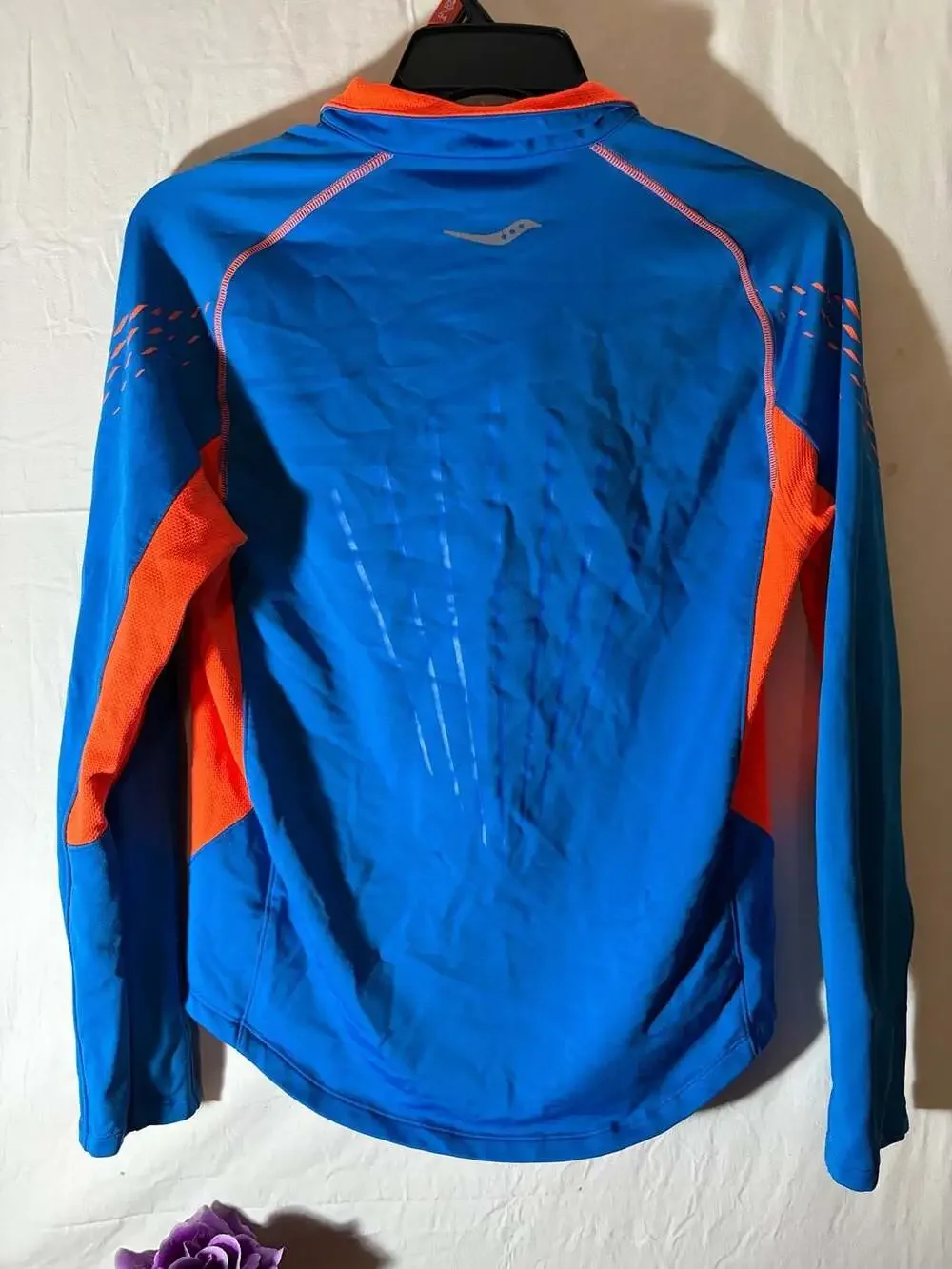 Saucony Men's Performance Blue and Orange Half-Zip Athletic Running Pullover